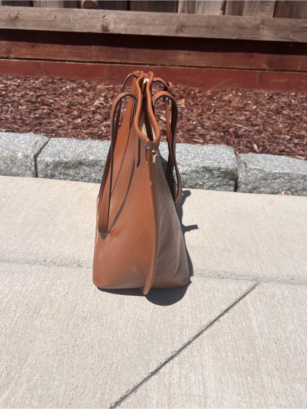 Michael Kors Pebbled Leather Large Tote Bag Cognac Luggage Brown shoulder shoppe - Picture 4 of 7